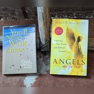 2 Paperback Book Bundle Angels are for Real & You'll Never Walk Alone